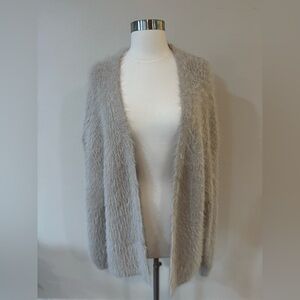 Pull&Bear Soft Fuzzy Oversized Cardigan in Gray